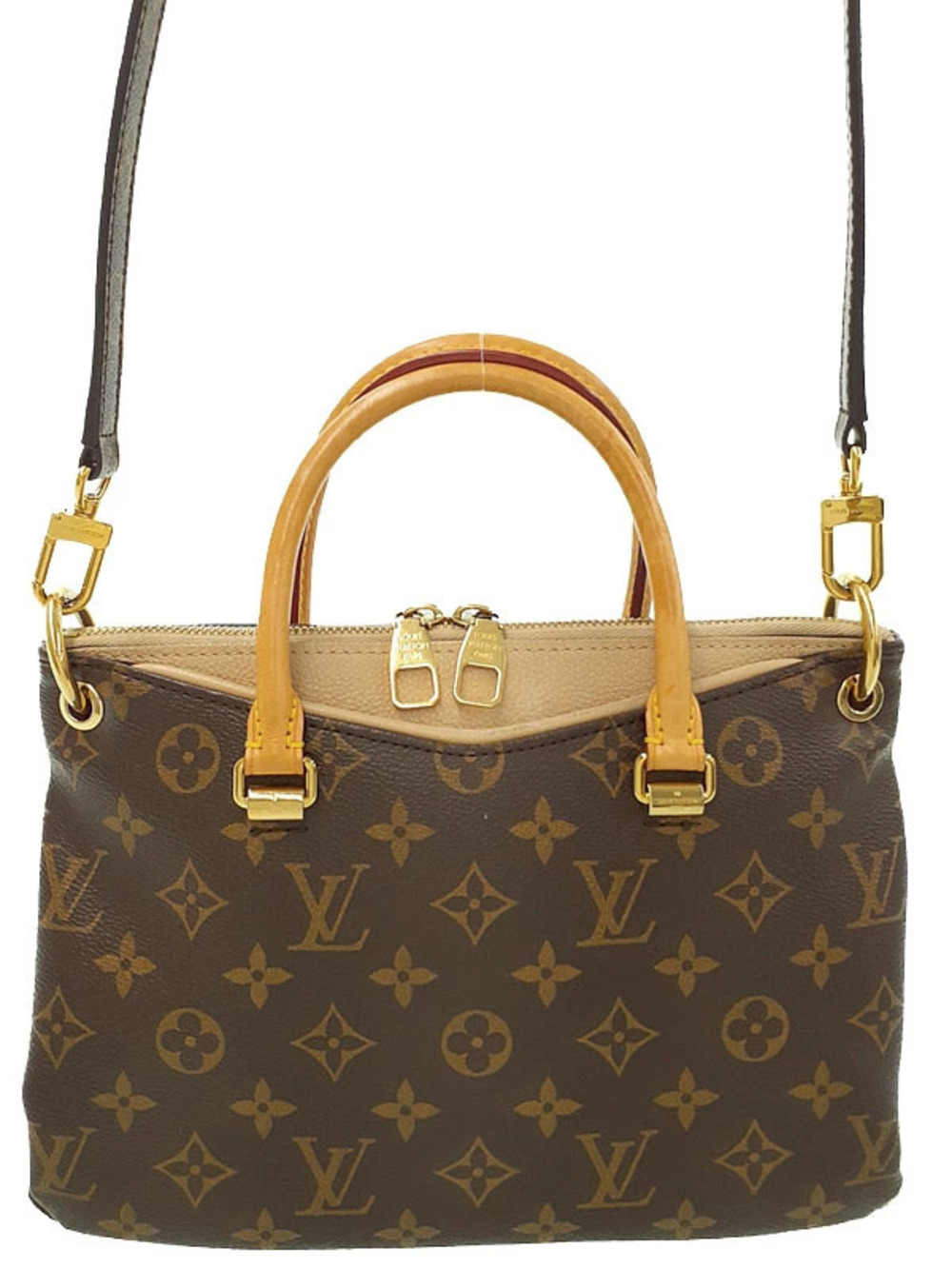 Louis Vuitton Monogram Pallas Top Handle Bag Canvas Leather Brown